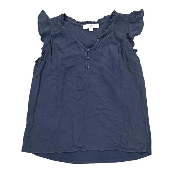 LOFT Gray Flutter Sleeve Rayon Blouse XSP - Picture 1 of 4